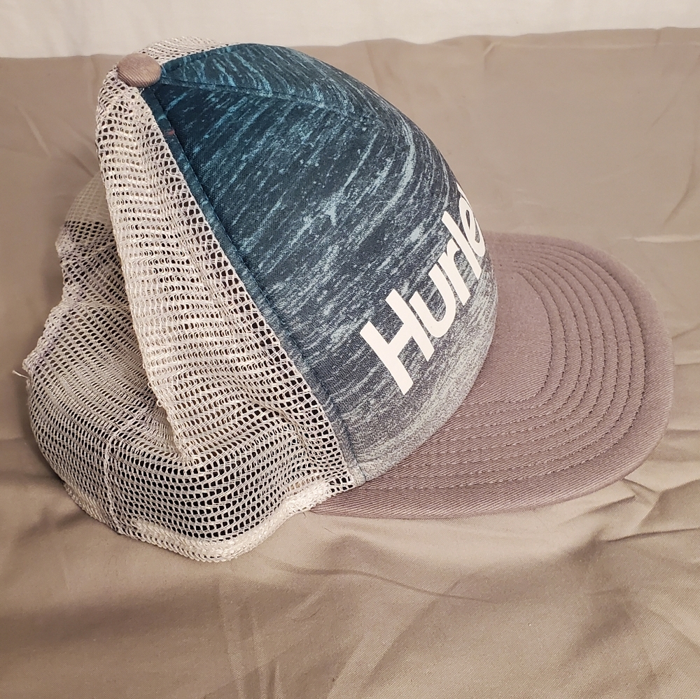 Hurley Grey/Green/White Mesh Back Snap Back OS Ball Cap Hat - Picture 5 of 8